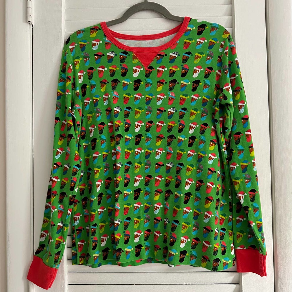 Wondershop Green Multi Print Santa PJ Top Women's Size XL